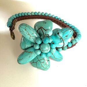 Boho turquoise blue floral bracelet